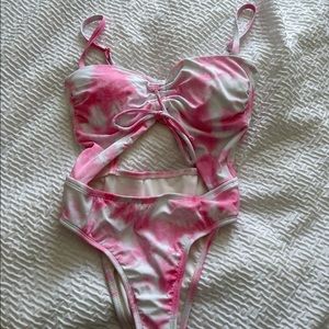 Pink and White Tye Dye one piece
